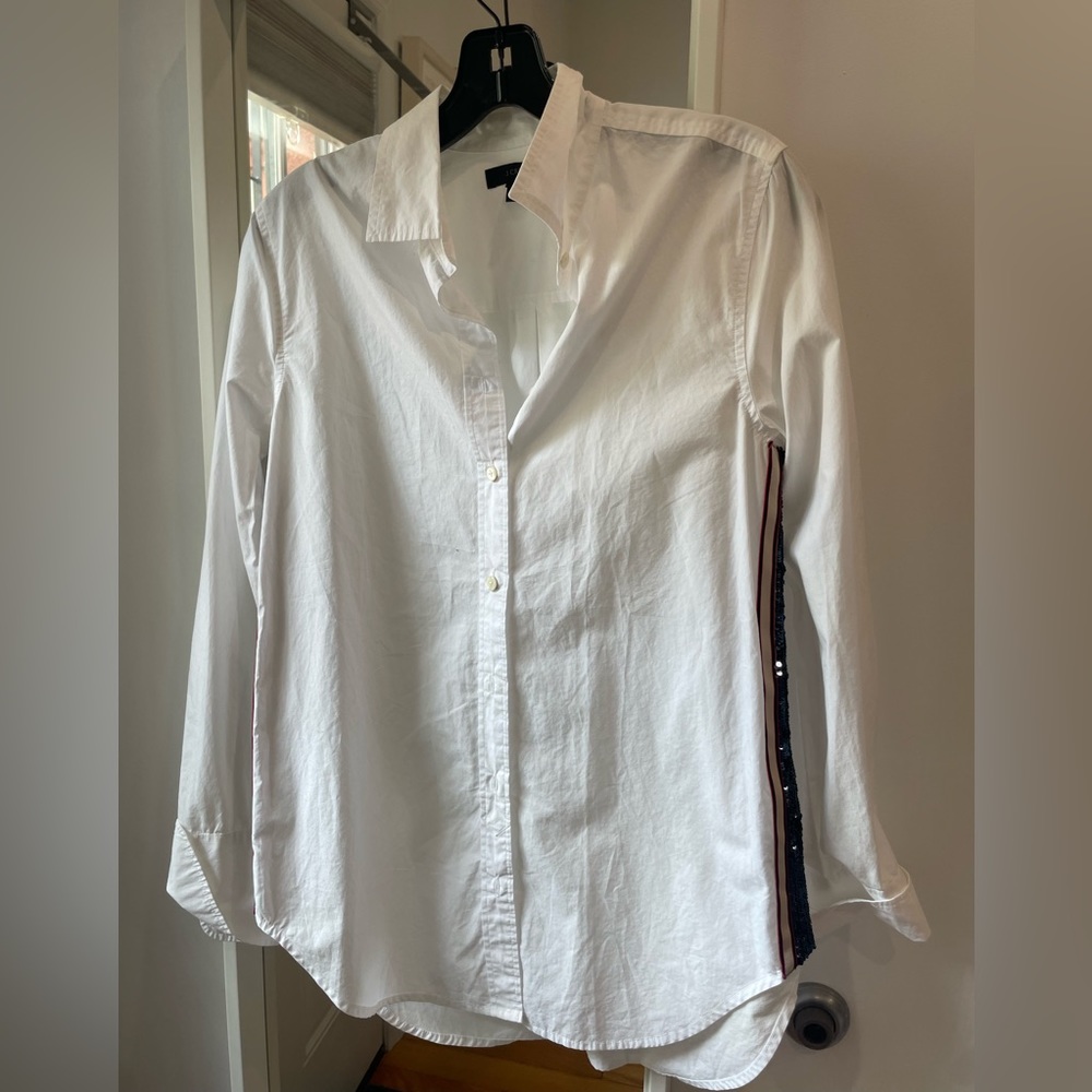 Jcrew White Cotton Button Down With Side Detail - image 3